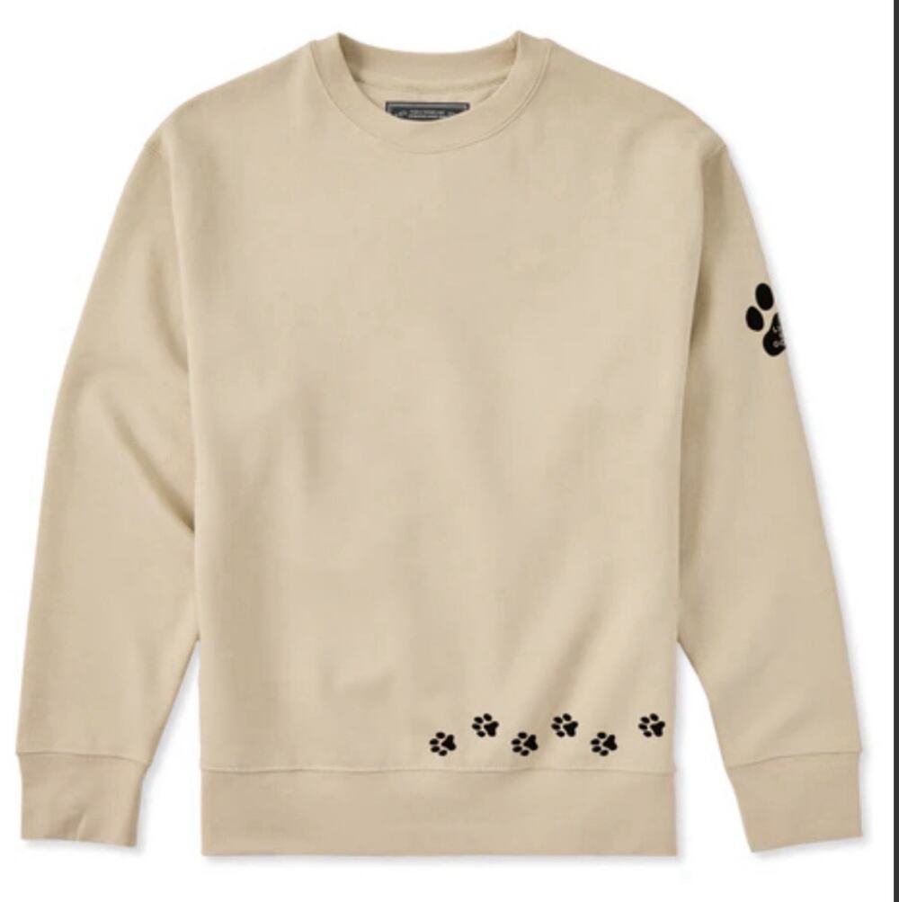 NWT Life is Good Sweatshirt •S• Tan Beige Simply True Walking Paws Crewneck
